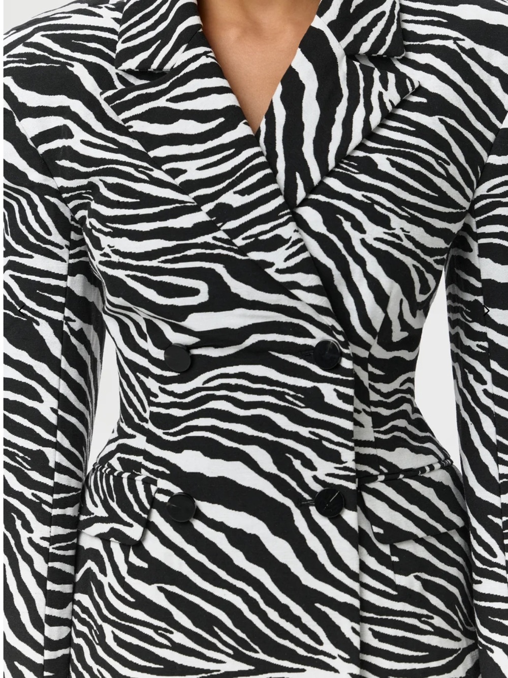 Naked Wardrobe Suiting Zebra Animal Print Jacquard Blazer Dress Jacket Small NEW - Picture 4 of 13